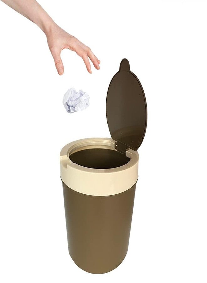 FASHRAMP Wastebasket Trash Can - Desktop Mini Plastic Waste Garbage Can with Swing Lid, Stylish Countertop Trash Bin Table Waste Paper Basket Round Small Trash Can (Mark Bin Flat Lid) - Image 4
